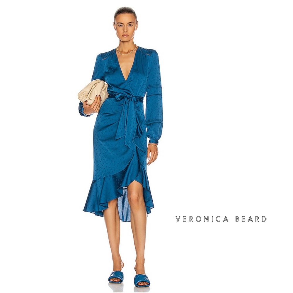 NEW VERONICA BEARD MIRIAM TIE WAIST CERULEAN DRESS